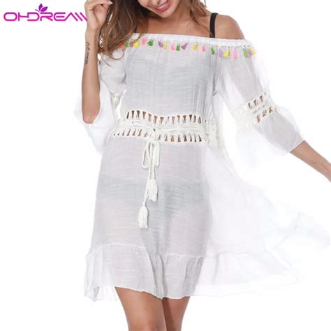 OHDREAM New Beach Bikini Blouse Cover Up Sexy Bikini Off Shoulder