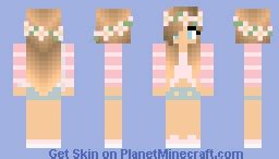 pink blonde girl with flower crown Minecraft Skin