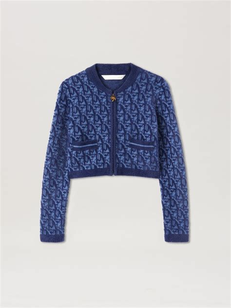 Monogram Jacquard Cardigan In Blue Palm Angels Official