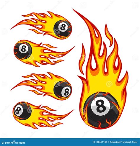 Billiard Ball 8 On Fire Stock Vector Illustration Of Dynamic 128661180