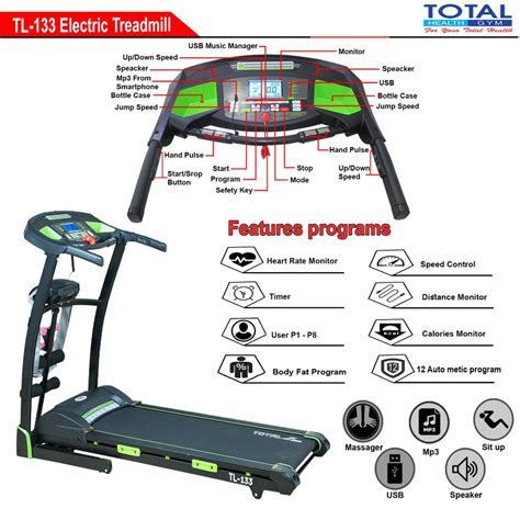 Jual Treadmill Elektrik 5 Fungsi Motor 2 HP TL 133 Auto Incline