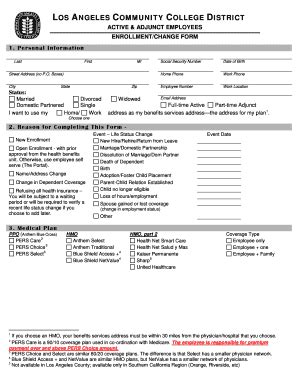 Fillable Online Laccd 2015 Active Adjunct Enrollment Change Form Los