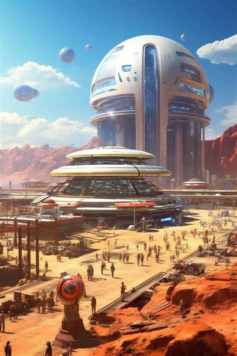 An Artists Rendering Of A Sci Fi City In The Middle Of Desert