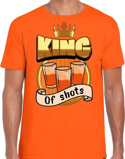 Bellatio Decorations Oranje Koningsdag T Shirt King Of Shots Heren