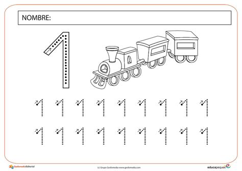 4 Fichas De Grafomotricidad Del Número Uno El Portal De Educapeques Grafomotricidad Fichas