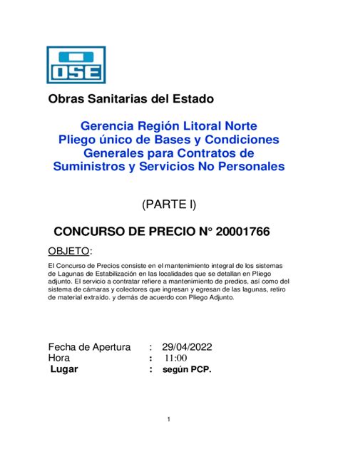 Completable En línea Pliego nico de Bases y Condiciones Fax Email