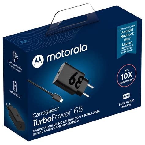 CARREGADOR PAREDE TURBO 68W USB C CABO USB C MOTOROLA