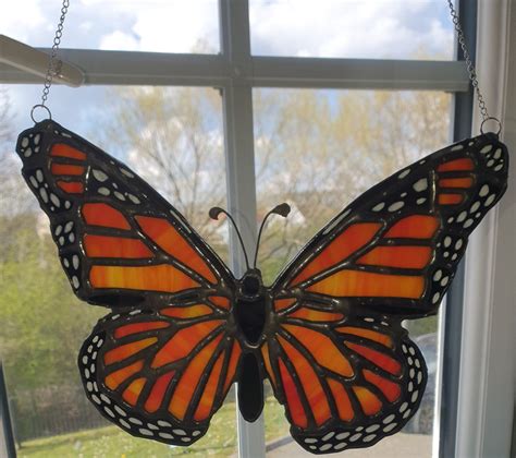 Stained Glass Monarch Butterfly Suncatcher Stained Glass Etsy