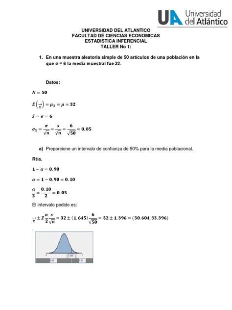 Taller Intervalos De Confianza Estadistica Inferencial Pdf Intervalo De Confianza