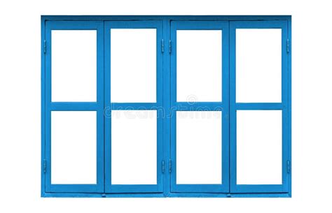 Blue Painted Wooden Window Frame Isolated on a White Background Stock Illustration ...