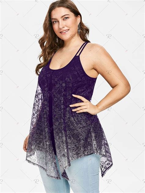 Purple Iris 4x Plus Size Glittery U Neck Tank Top Plus