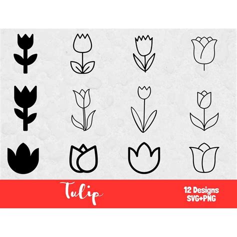 Tulip SVG Bundle SVG Files For Cricut Flower Clipart Flow Inspire