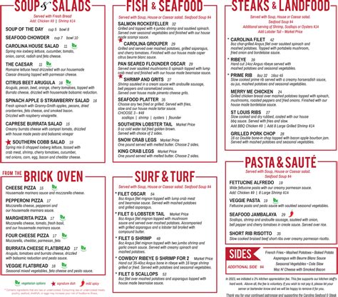 Our Menu - Carolina Seafood & Steak