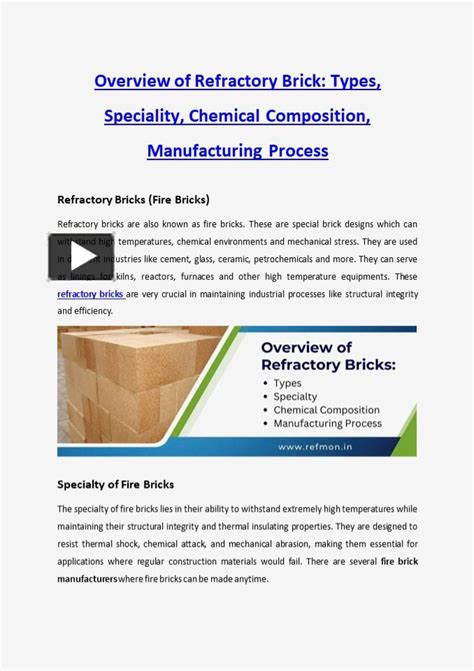 PPT Overview Of Refractory Brick Types Speciality Chemical