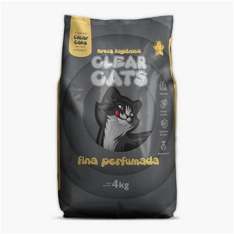 Areia Higiênica Sanitária Fina Perfumada para Gatos Clear Cats 4kg