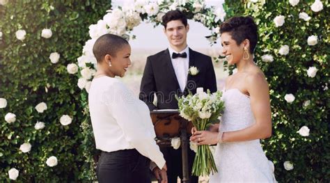Love Marriage And Lgbtq With Lesbian Couple At Wedding For Celebration Happy And Bride Pride