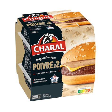 Burger poivre CHARAL le lot de 2 boîtes de 145g 290g à Prix Carrefour