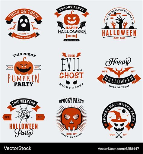 Set Vintage Happy Halloween Badges Stickers Vector Image