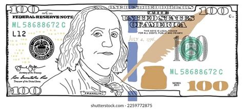 100 Dollar Bill Line Drawing