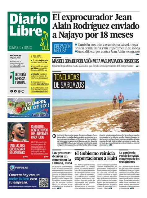 Portada Periódico Listín Diario Martes 03 De Noviembre 2020