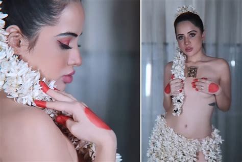 Urfi Javed Poses Topless In Hot Barely There Video Dons Jasmine Flower Skirt Watch