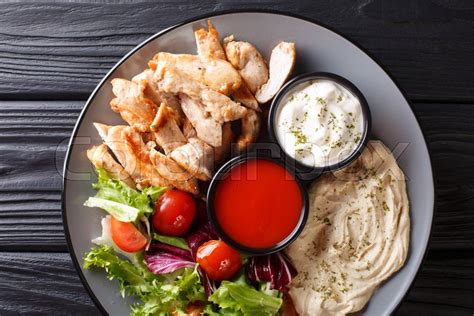 Healthy Shawarma Plate With Chicken Stock Image Colourbox