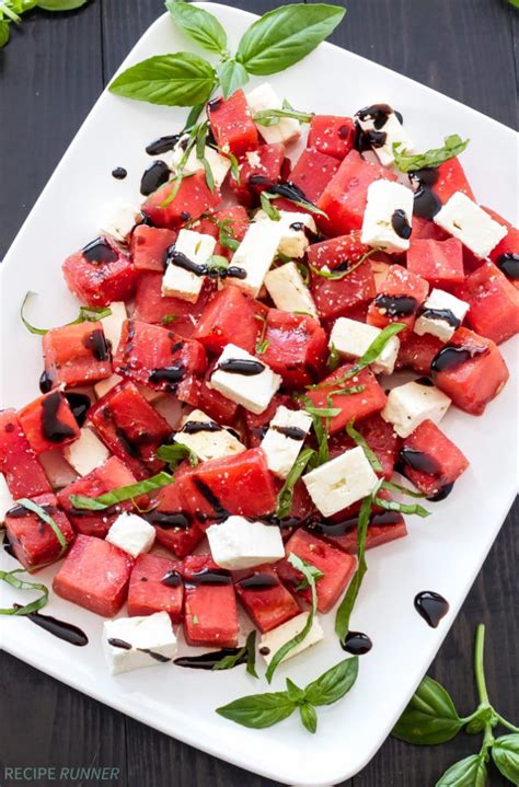 Grilled Watermelon Feta And Basil Salad Recipe Runner