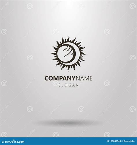 Simple Flat Abstract Vector Solar Eclipse Logo Stock Vector