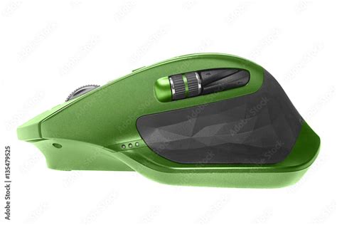 Wireless computer mouse. Green color. Isolated on white background ...