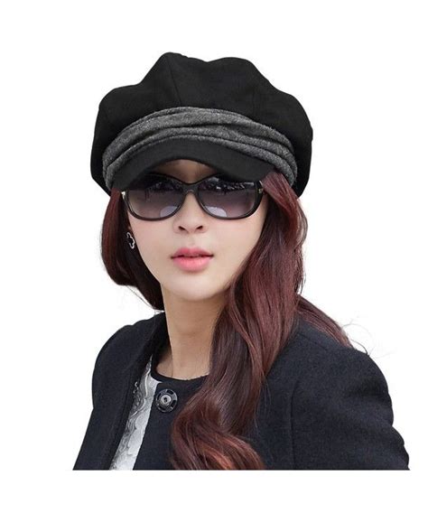 Wool Newsboy Cabbie Beret Cap For Women Beret Visor Bill Hat