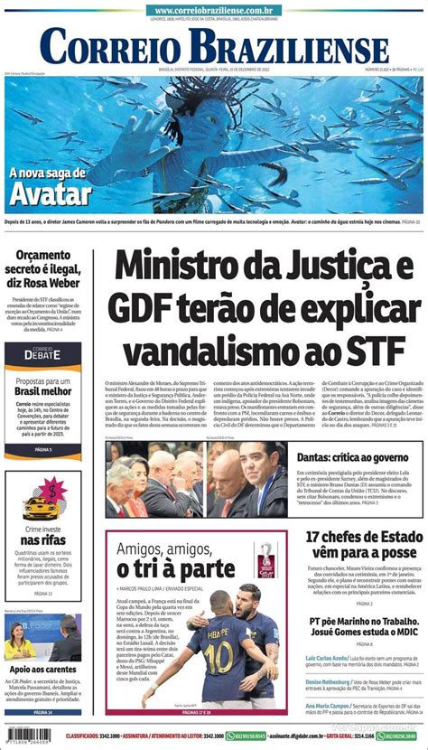 Capa Correio Braziliense Edição Quinta 15 de Dezembro de 2022