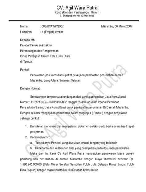 Detail Contoh Surat Penawaran Proyek Bangunan Koleksi Nomer