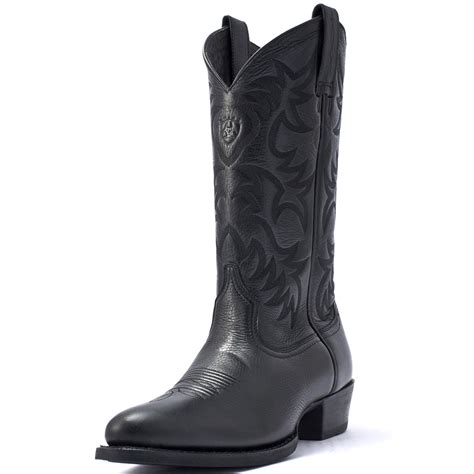 Ariat Mens Heritage Western Deertan Cowboy Boots Black