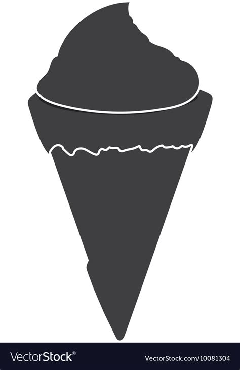 Cone Of Ice Cream Silhouette Icon Dessert Vector Image