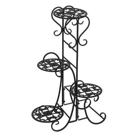 ANGELES HOME 30.9 in. Tall Indoor/Outdoor Black Metal Plant Stand (4-Tiered) 8CK-DW37 - The Home ...