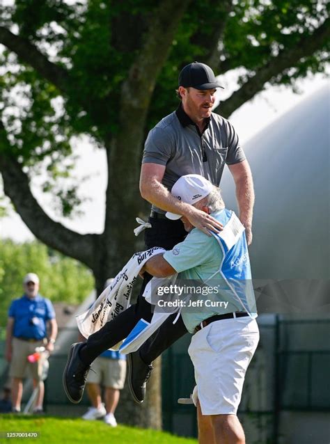 Grayson Murray is lifted in the air by his caddie after winning the... News Photo - Getty Images