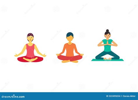 Women Doing Yoga Set Slim Girl Doing Yoga Vector Illustration