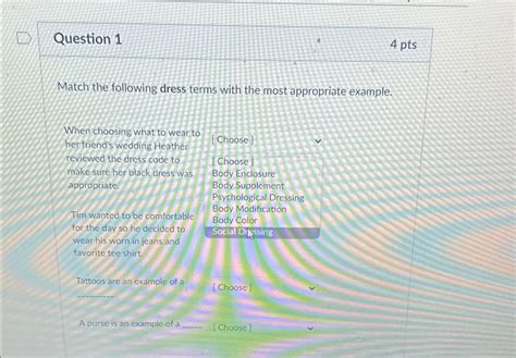 Solved Question 14 PtsMatch The Following Dress Terms With Chegg