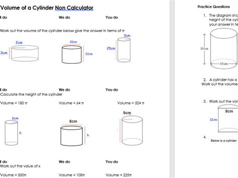 Cylinder in terms of Pi | Teaching Resources