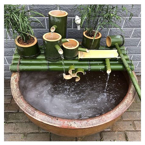 Three-Tier Bamboo Pond And Garden Water Fountain, Indoor/Outdoor Bamboo ...