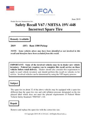 Fillable Online Ram Recall 19V448000 Tire Placard Label Indicates