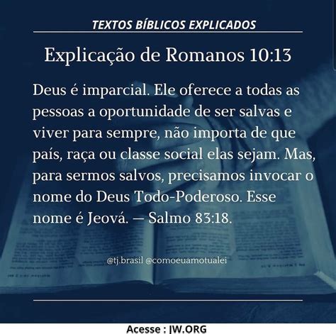 Romanos 10 13 Invocar o nome do Senhor Textos bíblicos seus