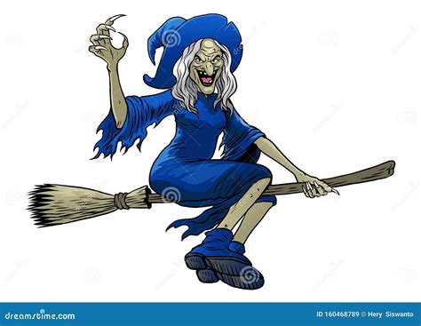 Witch Riding A Broom Vector Illustration | CartoonDealer.com #21257588