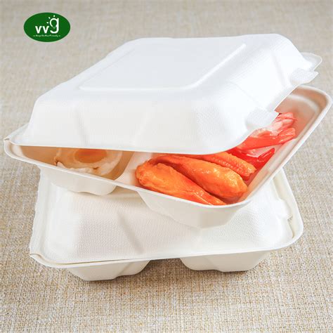 Sugarcane Pulp Clamshell Food Container Ml Vvg Shbh Vvg Eco Hi Tech