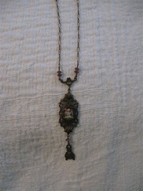 Lovely Antique Victorian Necklace Pendant Floral By Yesterhip