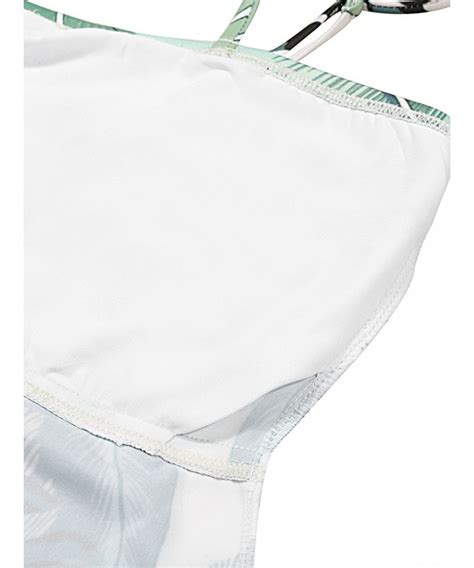 Women S Tropical Print Tankini Padded Spaghetti Straps Piece Bikini Set Tropical Print