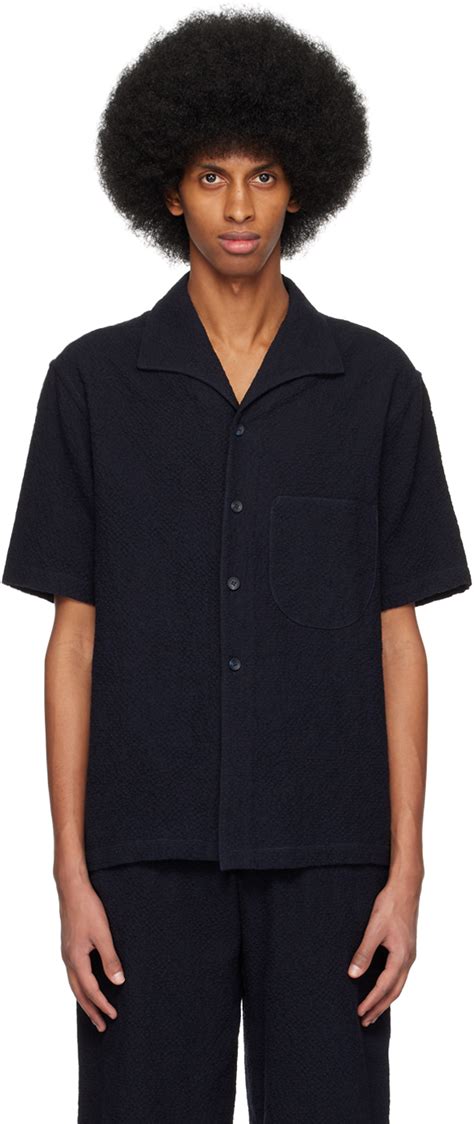 Abaga Velli Chemise Palm Bleu Marine Ssense France