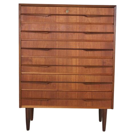 Mid Century Modern Danish Chest Of Six Drawers Tallboy In Teak