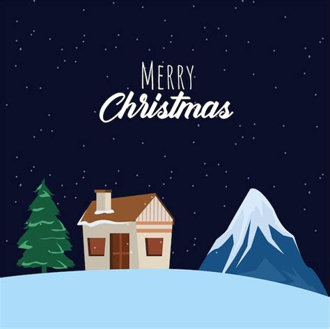 Premium Vector Merry Christmas Snowscape