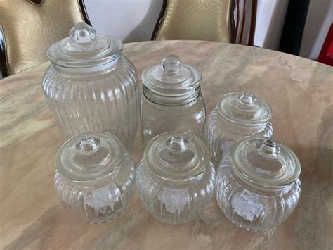 Daiso Japan Glass Jars Glassware Glass Storage Container Furniture